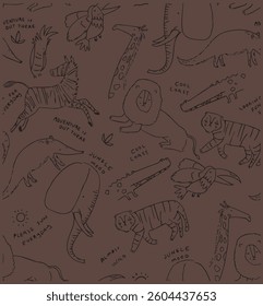 animals illustration sketch for print