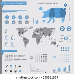 animals infographic elements, on white background 