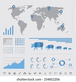 animals infographic elements, on white background 