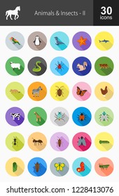 Animals & Insects Long Shadow Icons