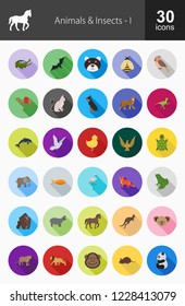 Animals & Insects Long Shadow Icons