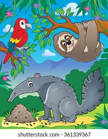 Animals in jungle topic image 1 - eps10 vector illustration.