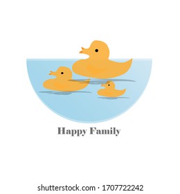 The animals of kid drawn vector. Flat design of the ducks swiming on white isolated. Design print for illustration, shirt, kids, wrapping, card, product.