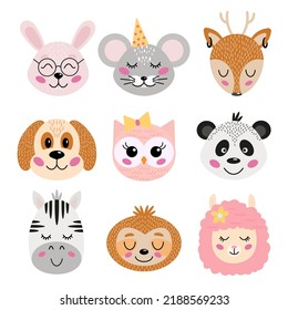 animals, kids, print, set, zoo
