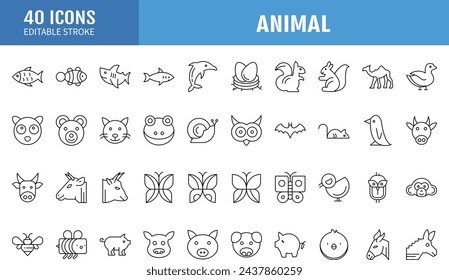 Animals lcons collection. Animal icons set. Geometrical abstract icons. Icon design