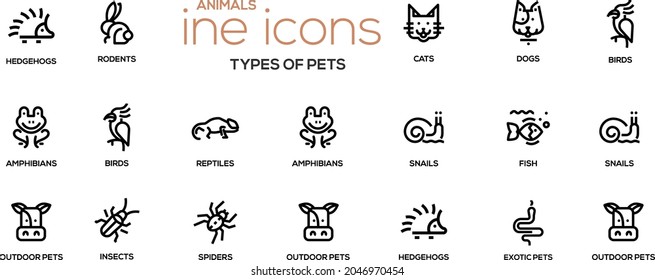 Animals Line icon set Outline symbol collection. Editable vector stroke Perfect.