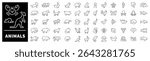 Animals line icons. Set of outline icons related to animals and pets. Animals thin line icons collection. Animal logo set