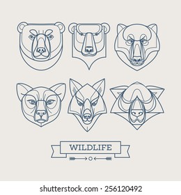 Animals linear art icons. Vector illustration EPS10