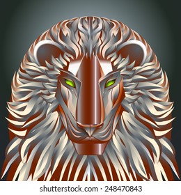 animals lion red technology cyborg  metal robot