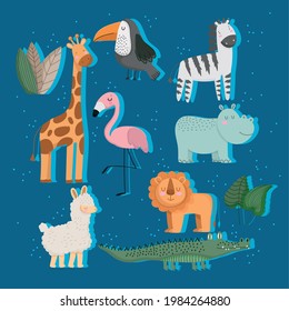 animals lion sheep hippo zebra set