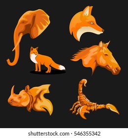 Animals logo Symbol with orange color