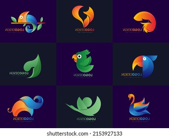 Animals logo templates modern colored abstract