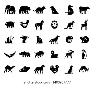 Animals logos collection. Animal logo set. Isolated on White background