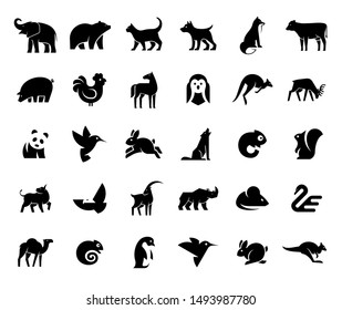 Animals logos collection. Animal logo set. Isolated on White background