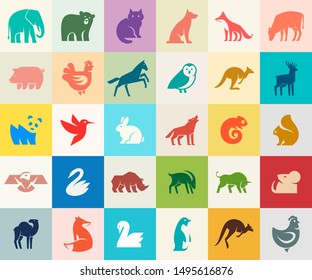 Animals Logos Collection Animal Logo Set Stock Vector (Royalty Free ...