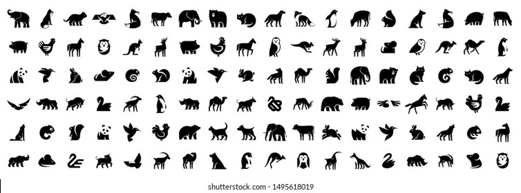 Animals logos collection. Animal logo set. Isolated on White background