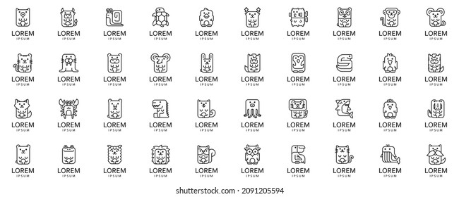 Animals logos collection. Animal logo set. Icon design 
