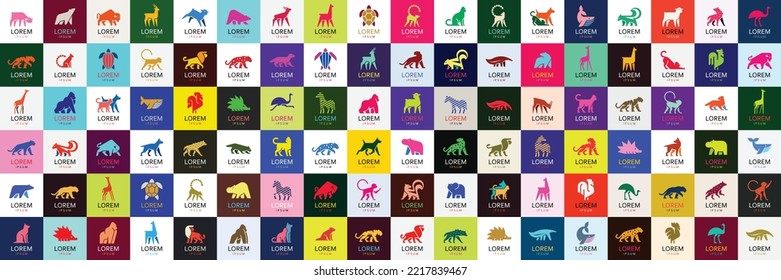 Animals logos collection. Animal logo set. Isolated on White background	