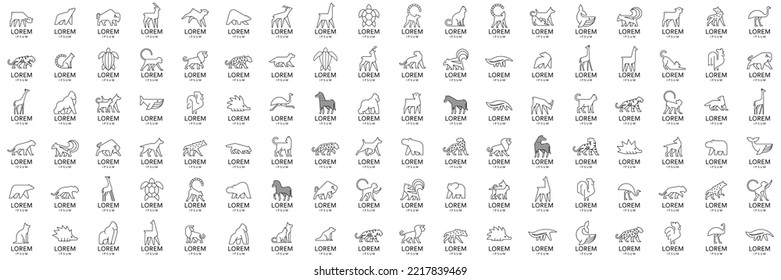 Animals logos collection. Animal logo set. Isolated on White background	