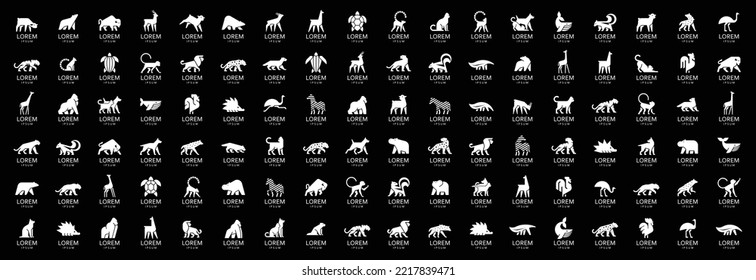 Animals logos collection. Animal logo set. Isolated on White background	