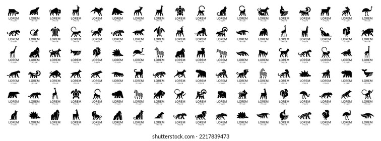 Animals logos collection. Animal logo set. Isolated on White background	