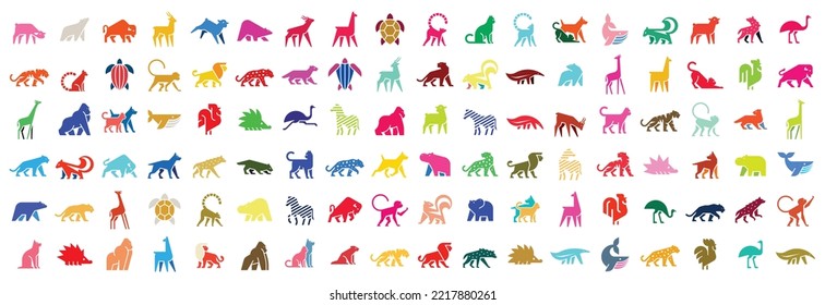 Animals logos collection. Animal logo set. Isolated on White background	