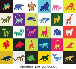 Animals logos collection. Animal logo set. Isolated on White background	