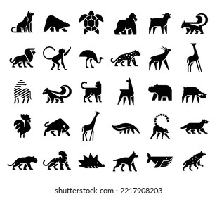 Animals logos collection. Animal logo set. Isolated on White background	