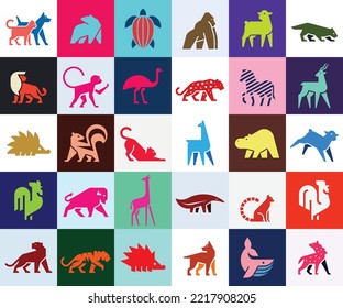 Animals logos collection. Animal logo set. Isolated on White background	