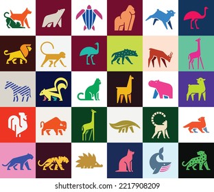 Animals logos collection. Animal logo set. Isolated on White background	