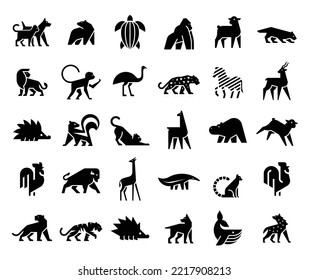 Animals logos collection. Animal logo set. Isolated on White background	