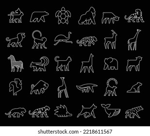 Animals logos collection. Animal logo set. Isolated on Black background	
