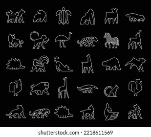 Animals logos collection. Animal logo set. Isolated on Black background	