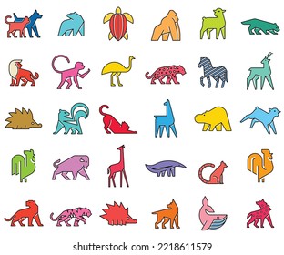Animals logos collection. Animal logo set. Isolated on White background	