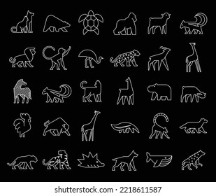 Animals logos collection. Animal logo set. Isolated on Black background	