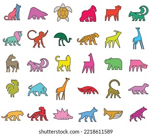 Animals logos collection. Animal logo set. Isolated on White background	
