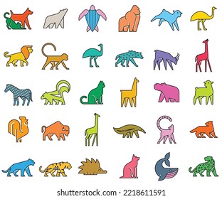Animals logos collection. Animal logo set. Isolated on White background	