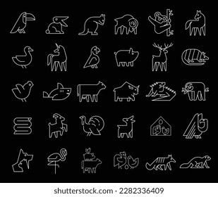 Animals logos collection. Animal logo set. Geometrical abstract logos. Icon design