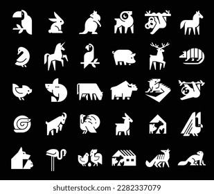 Animals logos collection. Animal logo set. Geometrical abstract logos. Icon design	