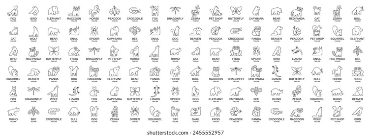 Animals logos collection. Animal logo set. Icon design