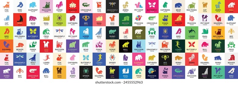 Animals logos collection. Animal logo set. Icon design