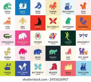 Animals logos collection. Animal logo set. Icon design