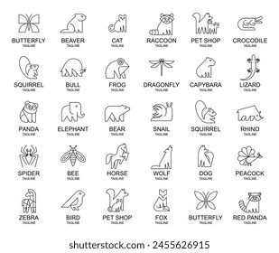 Animals logos collection. Animal logo set. Icon design