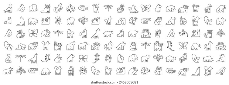 Animals logos collection. Animal logo set. Icon design