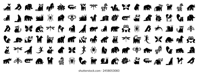 Animals logos collection. Animal logo set. Icon design