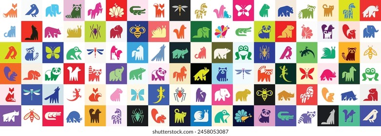 Animals logos collection. Animal logo set. Icon design