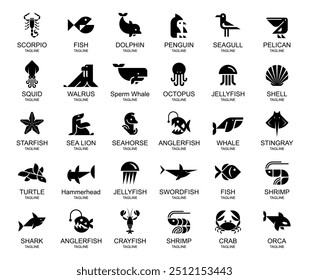Animals logos collection. Animal logo set. Icon design