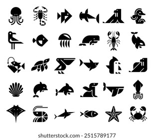 Colección de logotipos de animales. Conjunto de logotipo animal. Diseño de iconos