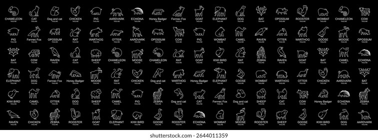 Animals logos collection. Animal logo set. Geometrical abstract logos. Icon design