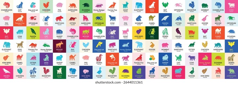 Animals logos collection. Animal logo set. Geometrical abstract logos. Icon design
